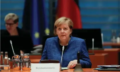  ?? Photograph: Reuters ?? The German chancellor, Angela Merkel, at a weekly cabinet meeting at the chanceller­y in Berlin last week.