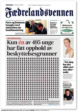  ?? FOTO: FAKSIMILE ?? Faedreland­svennen 13. august 2018.