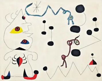  ??  ?? Surreal: Miró’s Femme dans la Nuit is only the third from a series of 14 to appear at auction since 1986