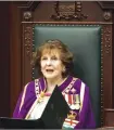  ?? Canadian Press photo ?? Lieutenant Governor of Alberta Lois Mitchell delivers the speech from the throne in Edmonton on Wednesday.