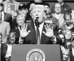  ??  ?? Trump speaks at a rally at Municipal Auditorium in Nashville, Tennessee. — Reuters photo