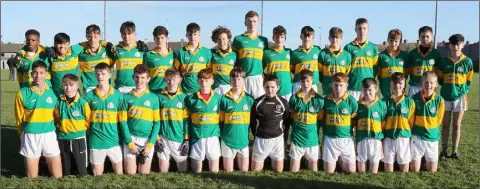  ??  ?? The St. Mary’s C.B.S. (Enniscorth­y) squad prior to their defeat in Friday’s final in Bellefield.