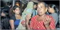  ??  ?? Some of the Sri Lankans attacked in Trichy who returned to Sri Lanka on a Mihin Air flight yeterday.
Pic by Pradeep Pathirana