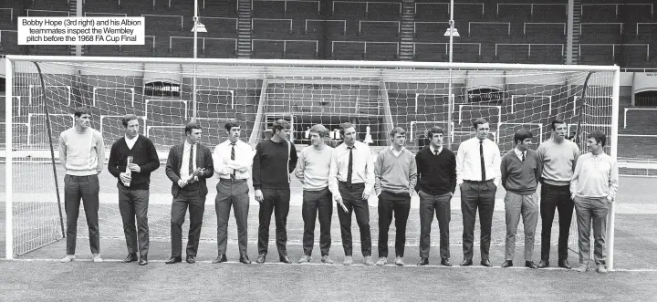  ?? ?? Bobby Hope (3rd right) and his Albion teammates inspect the Wembley pitch before the 1968 FA Cup Final