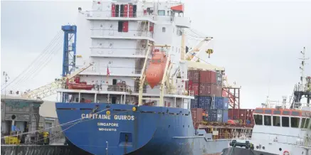  ?? Ronald Kumar ?? Cargo ship Capitaine Tasman berthed at the Suva wharf on September 29, 2020. Photo: