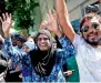  ?? AP ?? Supporters of Ibrahim Mohamed Solih celebrate outside the Supreme Court in Male on Sunday. —