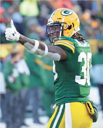  ?? DAN POWERS / USA TODAY NETWORK-WISCONSIN ?? Jamaal Williams and the Green Bay Packers are in the running for the No. 2 seed in the playoffs.