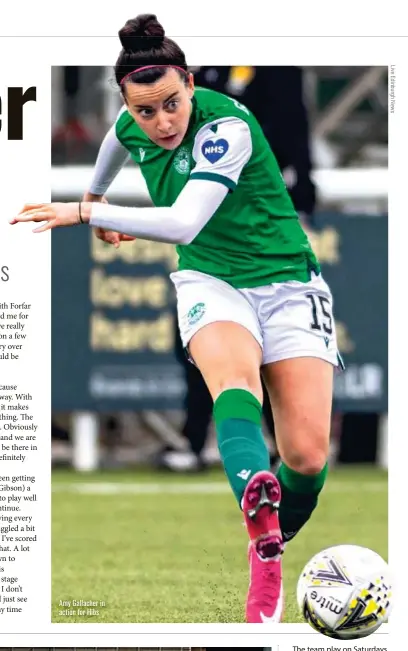  ??  ?? Amy Gallacher in action for Hibs