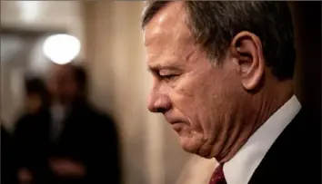  ?? The New York Times ?? Chief Justice John Roberts leaves the Capitol after the day's session of the Senate impeachmen­t trial of President Donald Trump iin January.