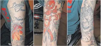  ?? FOTOS: PRIVAT ?? Die Arme sind schon fast voll mit Tattoos.