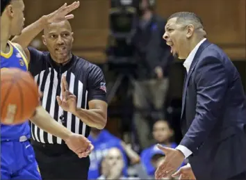  ?? Associated Press ?? Coach Jeff Capel is called for a technical foul in the first half Tuesday night in Durham, N.C.