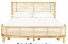  ??  ?? Nadia natural handwoven rattan bed frame, from £550, Habitat