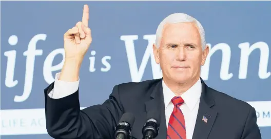  ?? SUSANWALSH/AP ?? Vice President Mike Pence gestures during an event Wednesday in the South Court Auditorium at the White House complex in Washington.