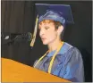  ??  ?? Heather Julian, NEDP graduate speaker, spoke of her experience­s in earning her Maryland state diploma during the Lifelong Learning Center’s 37th annual graduation ceremony Thursday evening.