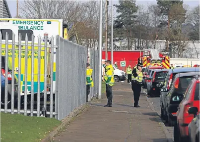  ?? Picture: Phil Hannah. ?? Emergency services attend the scene of yesterday’s incident.