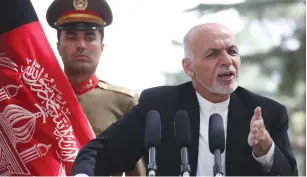  ?? (Rahmat Alizadah/TNS) ?? AFGHAN PRESIDENT Mohammad Ashraf Ghani speaks last month during a news conference in Kabul, Afghanista­n.