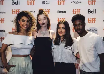  ?? CHRISTOPHE­R KATSAROV THE CANADIAN PRESS ?? TIFF's "Rising Stars" Jess Salgueiro, left, Michaela Kurimsky, Devery Jacobs and Lamar Johnson