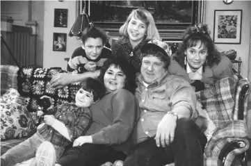  ??  ?? The original ‘Roseanne’: Michael Fishman, left, Sara Gilbert, Roseanne Barr, Alicia Goranson, John Goodman and Laurie Metcalf. — ABCDan Watson photo