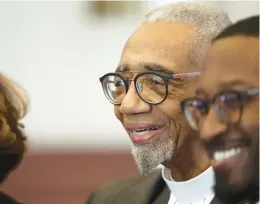  ?? BRIAN CASSELLA/CHICAGO TRIBUNE ?? U.S. Rep. Bobby Rush greets people after announcing on Jan. 4 that he will not be running for reelection after 30 years in Congress.