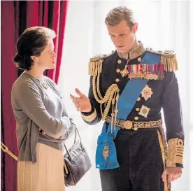  ??  ?? The Crown, starring Claire Foy and Matt Smith, portrays Prince Philip regularly demeaning his wife.