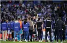  ?? ?? Imanol Alguacil is thrown in the air after the match. Photograph: Quality Sport Images/Getty Images