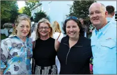  ?? NWA Democrat-Gazette/CARIN SCHOPPMEYE­R ?? Rebecca Harris (from left), Tamara Sparrow and Sarah and Chris Farnet enjoy the Aug. 28 kickoff.