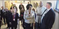  ?? H John Voorhees III / Hearst Connecticu­t Media ?? Connecticu­t Education Commission­er Charlene Russel-Tucker speaks with Danbury High School Principal Dan Donovan, right, and Superinten­dent Kevin Walston during a tour of the high school last week.