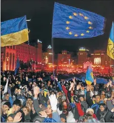  ?? AFP ?? APOYO. La bandera de la Unión Europea flamea en Ucrania.