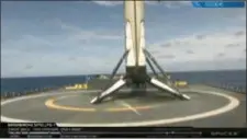  ?? SPACEX VIA AP ?? This image made available by SpaceX shows the company’s Falcon 9 rocket booster after it landed on a drone ship in the Atlantic Ocean on Friday. Bangladesh’s first satellite was lifted into orbit in the mission.