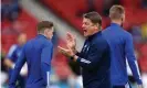  ?? Photograph: Stu Forster/ Getty Images ?? Carver gees up the Scotland players before their Euro 2020 opener against Czech Republic.