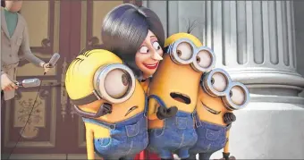  ??  ?? UNIVERSAL PICTURES In “Minions,” the minions do the evil bidding of Scarlett Overkill, or any other evil master they can find. The minions tend to end up foiling their leaders’ plans rather than helping them succeed.