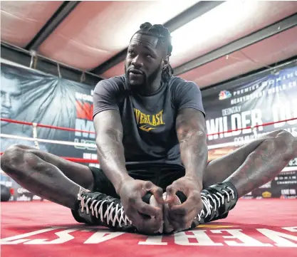  ??  ?? Deontay Wilder works out for the media in Northport, Alabama.