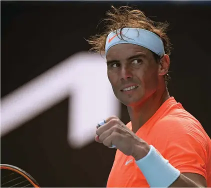  ??  ?? Spain's Rafael Nadal celebrates after defeating Italy's Fabio Fognini