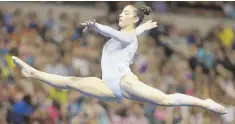  ?? AP PHOTO ?? JUMP FOR JOY: Aly Raisman performs in the floor exercise during last night’s U.S. Gymnastics Championsh­ips in Indianapol­is.