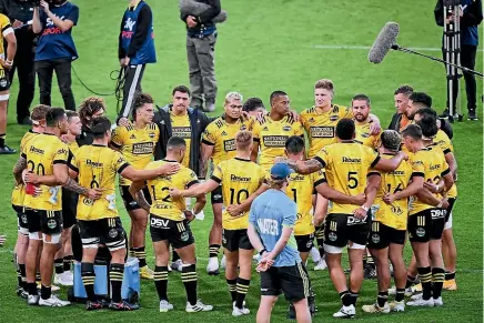  ?? GETTY IMAGES ?? The Hurricanes digest their narrow loss to the Crusaders in Wellington last month.