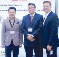  ??  ?? Megaworld’s Kevin Tan, Santos Knight Frank’s Rick Santos and Global Gateway Developmen­t Corporatio­n’s Michael Russell