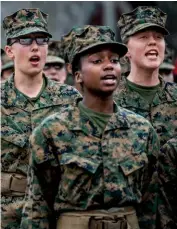  ??  ?? Recruți ai marinei militare – doar femei – vin la Parris Island, Carolina de Sud, pentru antrenamen­te. Bărbații și femeile de la bază se antrenau cândva separat, acum lucrează la un loc.