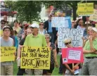  ?? BILL HODGINS METROLAND FILE PHOTO ?? More than 100 protesters showed up for a rally in 2017 to decry the Ontario government’s decision to end the Basic Income Project.