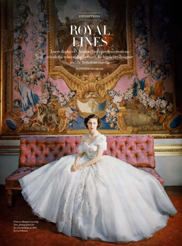  ??  ?? Princess Margaret wearing Dior, photograph­ed for her 21st birthday in 1951 by Cecil Beaton