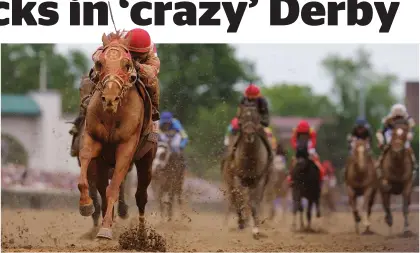  ?? Photo / Getty Images ?? Rich Strike raced clear of more favoured rivals to win the Kentucky Derby at odds of 80-1 yesterday.