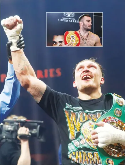  ??  ?? Oleksandr Usyk and Murat Gassiev, top, will go toe to toe in Jeddah on May 11. (AFP)