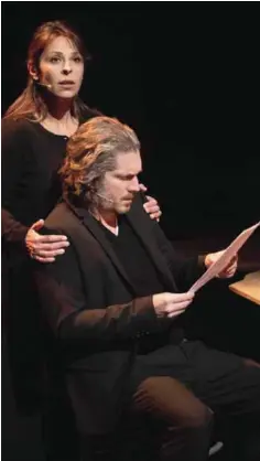  ??  ?? Actors Charlie Dupont and Tania Garbarski perform in the play “Lettres a Nour” (Letters to Nour) by Islamic scholar and French-Moroccan researcher Rachid Benzine at the Liege Theatre in Liege.