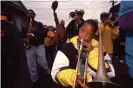  ??  ?? Musicians play during a 1994 carnival in New Orleans. Photograph: Lee Celano/Getty Images