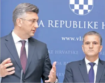  ?? PATRIK MACEK/PIXSELL ?? Premijer Andrej Plenković i ministar Goran Marić