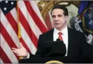  ?? AP PHOTO/HANS PENNINK ?? In this Jan. 17 file photo, New York Gov. Andrew Cuomo releases his proposed state budget during a news conference at the Executive Mansion in Albany, N.Y.