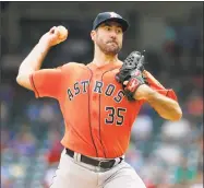  ?? Tony Gutierrez / Associated Press ?? Justin Verlander will start Game 1 of the ALDS for the Astros against the Red Sox Thursday in Houston.