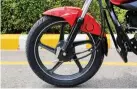  ??  ?? Drum brake set up offers decent bite but we would still welcome a disc brake option