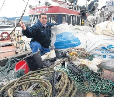  ??  ?? Fisherman Jimmy Buchan is helping to clean up the seas with the Fishing For Litter scheme.