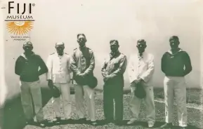  ??  ?? GERMAN NAVAL OFfiCER FELIX GRAF VON LUCKNER (THIRD FROM LEFT) WITH HIS OFfiCERS AT SUVA PRISON AFTER THEIR CAPTURE IN WAKAYA IN SEPTEMBER 1917. PHOTO: FIJI MUSEUM