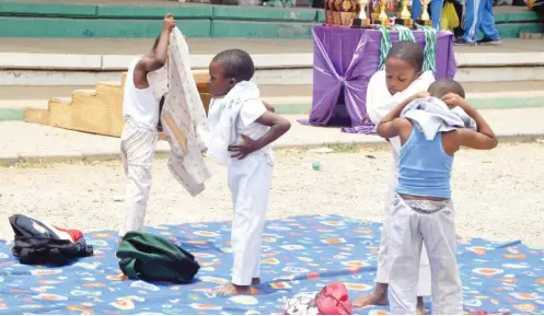  ?? Photo: Abubakar Yakubu ?? Children participat­e in ‘Catch the early train” competitio­n in Abuja recently